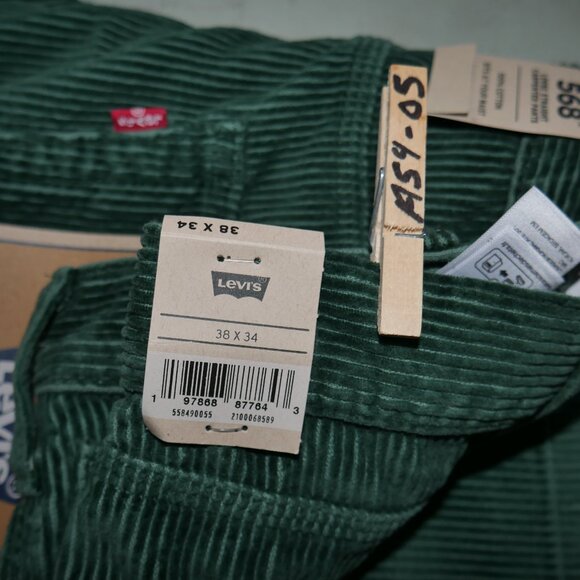 Levis 568 Loose Fit Corduroy Carpenter Pants Mens 38x34 Green Y2K Skater Utility - Picture 10 of 16